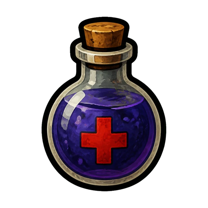 Une fiole de potion, l'objet qui soigne un joueur contaminé dans le jeu Zombieland