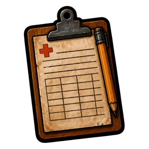 La planchette du registre d'infirmerie, première énigme du code de Zombieland