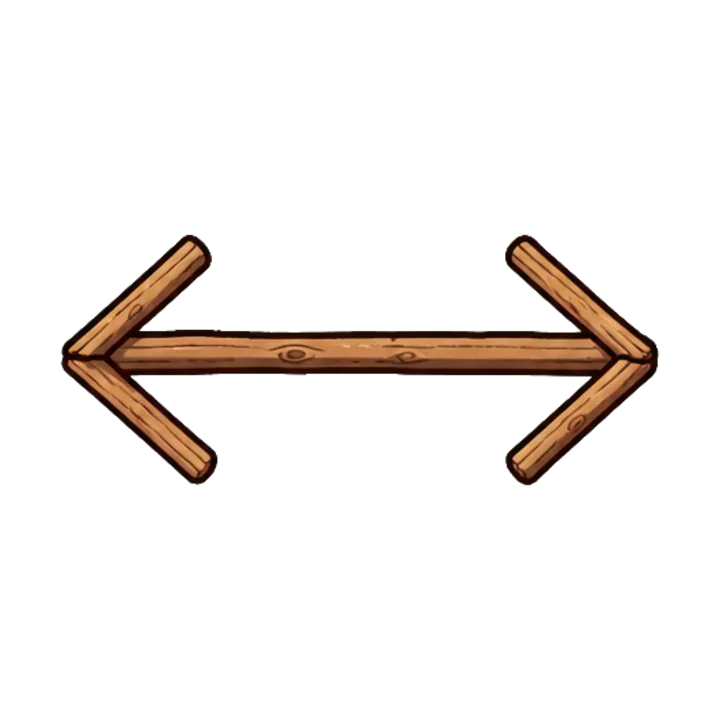 Jeu de piste, signe de piste : un bâton terminé par une pointe à chacune de ses deux extrémités
