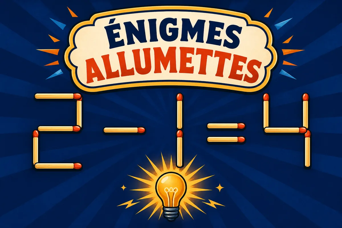 Énigmes d'allumettes : une égalité fausse écrite avec des allumettes, à corriger en déplaçant deux allumettes