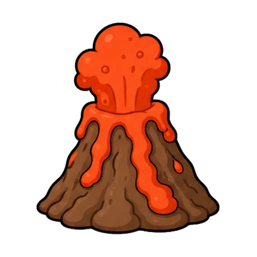 Expérience du volcan chimique : la mousse rouge déborde du cratère d'un petit volcan en argile et coule sur ses pentes