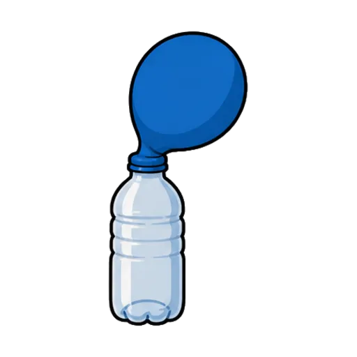 Expérience du ballon qui se gonfle tout seul : un ballon de baudruche gonflé par la réaction, emboîté sur le goulot d'une bouteille