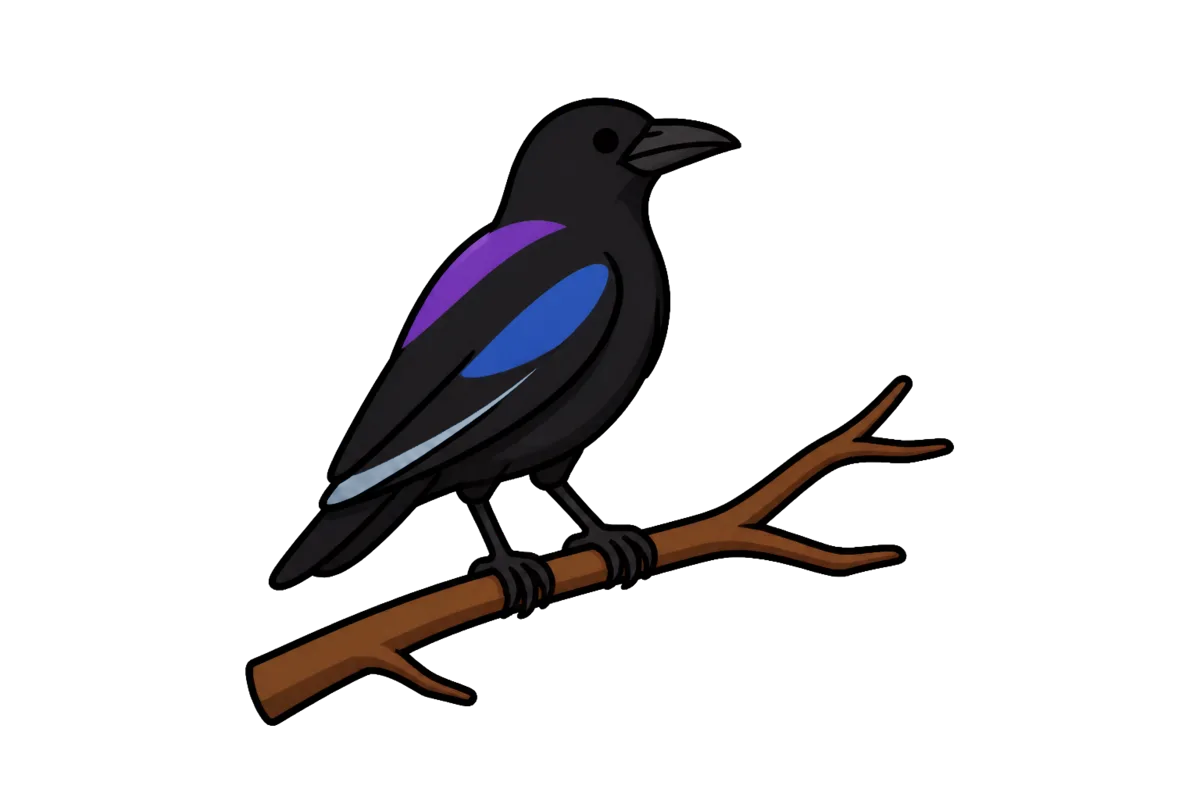 Pourquoi le corbeau est noir : le corbeau noir en plein soleil, des reflets bleus et violets dans les plumes