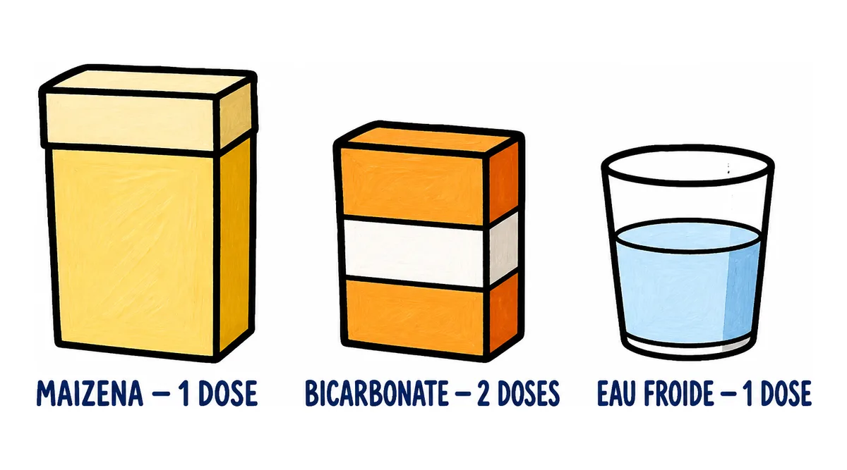 Recette de pâte à modeler maison autodurcissante : les doses de maïzena, de bicarbonate et d'eau froide