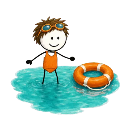 Enfant dans l'eau avec une bouée — la surveillance de la baignade en piscine surveillée