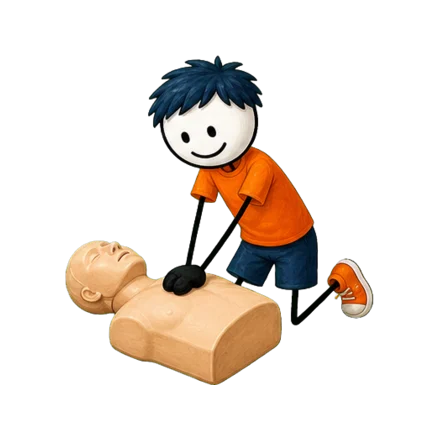 Animateur s'entraînant au massage cardiaque — le PSC1 de l'assistant sanitaire