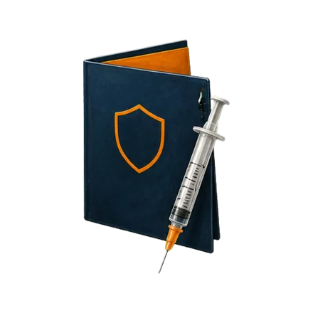 Carnet de vaccination ouvert et seringue — les obligations vaccinales à l'admission en accueil de mineurs
