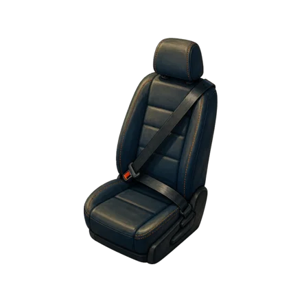 Siège avant d'une voiture avec ceinture bouclée — le transport d'un enfant de moins de dix ans à l'avant