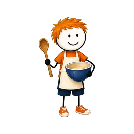 Enfant en tablier avec un saladier — les ateliers cuisine avec les enfants sont autorisés