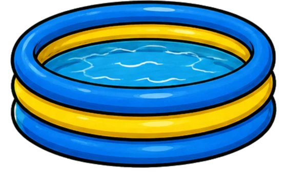 Piscine gonflable hors-sol installée dans un accueil de loisirs