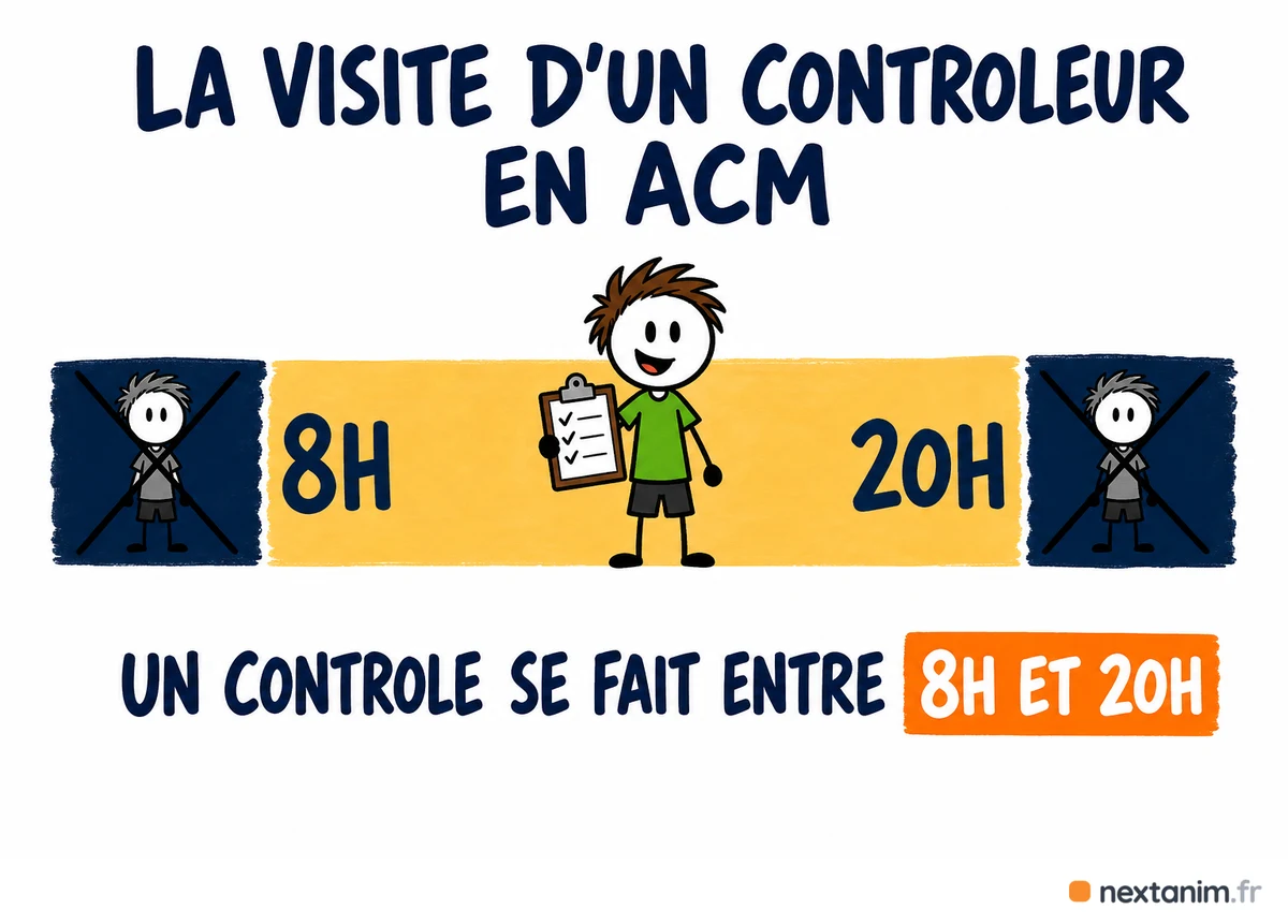 Un contrôle d'accueil collectif de mineurs ne peut avoir lieu qu'entre 8 heures et 20 heures, sauf appel de l'intérieur ou plainte avec autorisation d'un magistrat