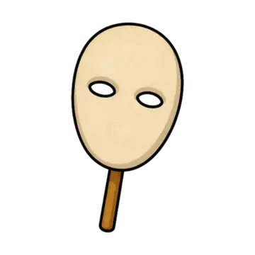 La Fureur, la chanson à mimer : un masque de théâtre sur bâton pour l'épreuve de mime
