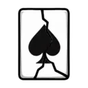 Icône du jeu Tour du monde : une carte à jouer marquée d'un grand pique noir fendu d'une fêlure