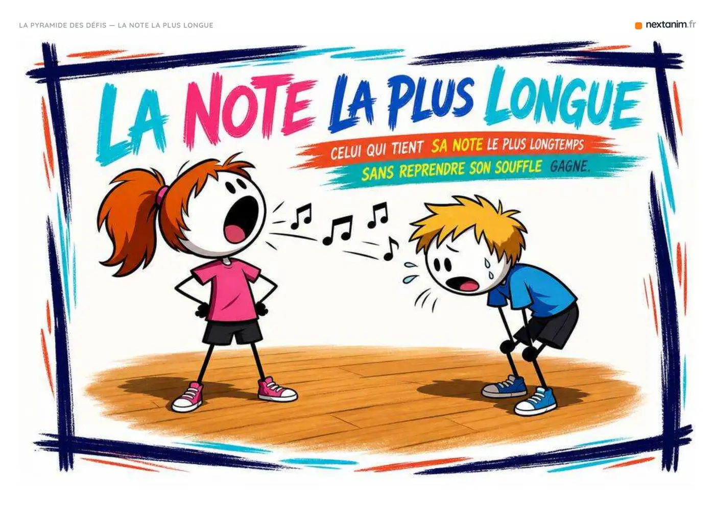 Pyramide des défis : l'affiche du défi de la note la plus longue, une carte du kit à imprimer